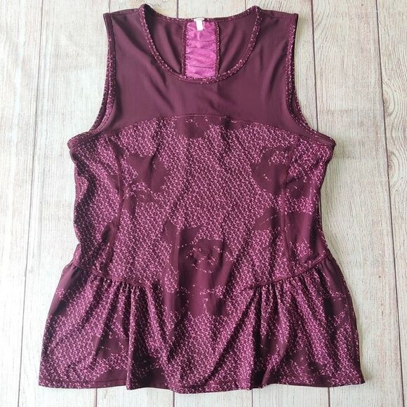 American Eagle Outfitters Live Your Life peplum floral mesh athletic tank - Picture 2 of 11